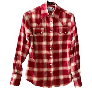 Rockmount Ranch Wear Women's XS Pearl Snap Red White Plaid Western Shirt
